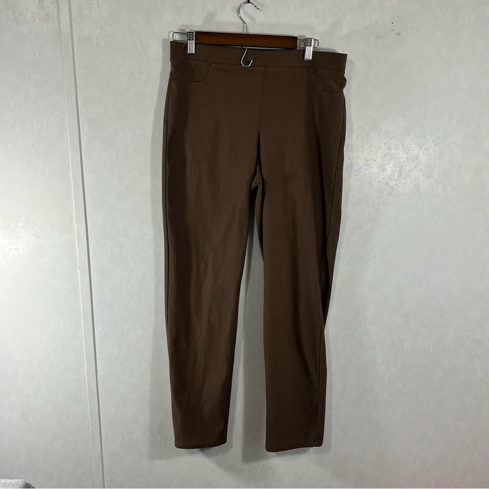 Link Women's Straight Leg Brown Pants Pull On Stretch